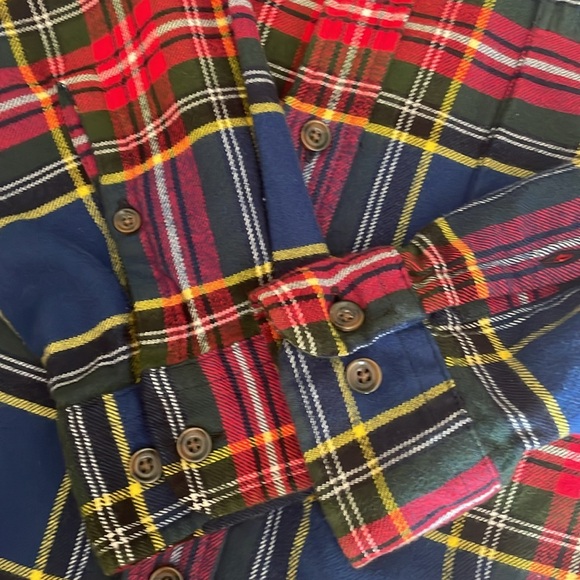 Lands’ End multi color plaid flannel  long sleeve shirt Men’s size L - Picture 13 of 13